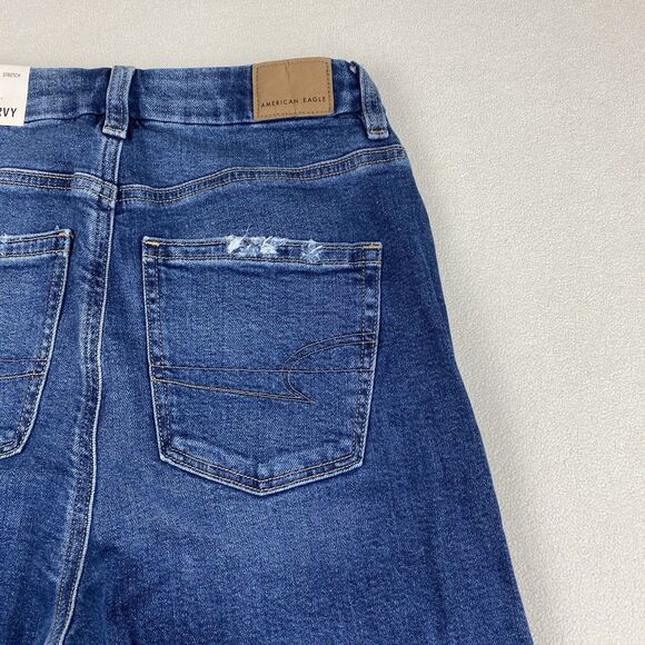 American Eagle Womens 2L Curvy Mom Jeans High Rise Blue Stretch Denim New Y2K - Picture 11 of 16